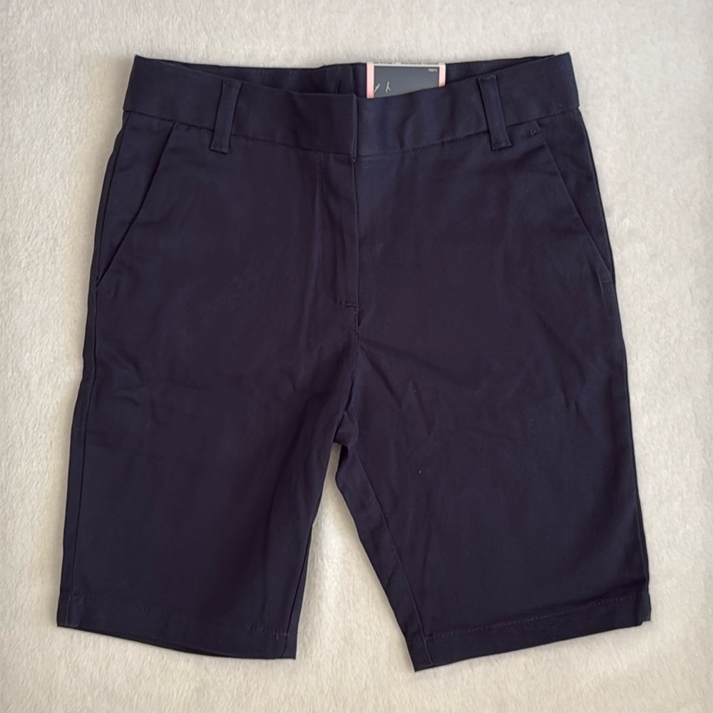 {NWT} Chaps | School Uniform Skinny Bermuda Shorts Stretch Cotton Navy Blue (7)